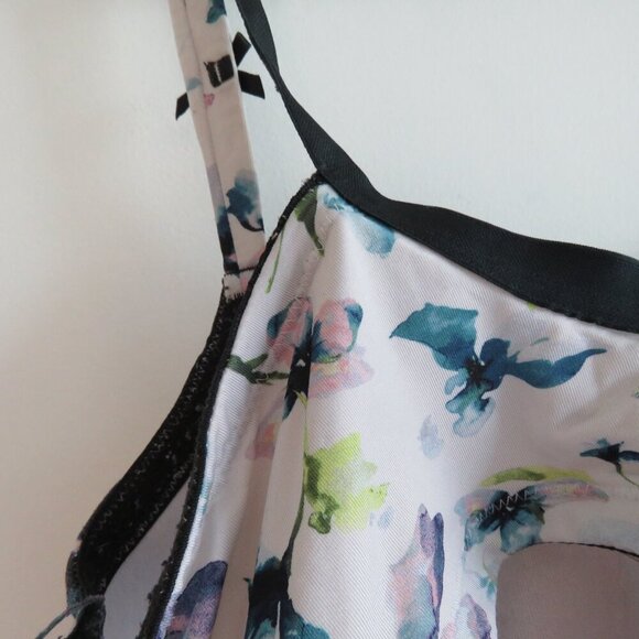 CACIQUE Butterflies and Blooms Lace Padded Bra Navy Blue White - Size 44DDD - Picture 12 of 14